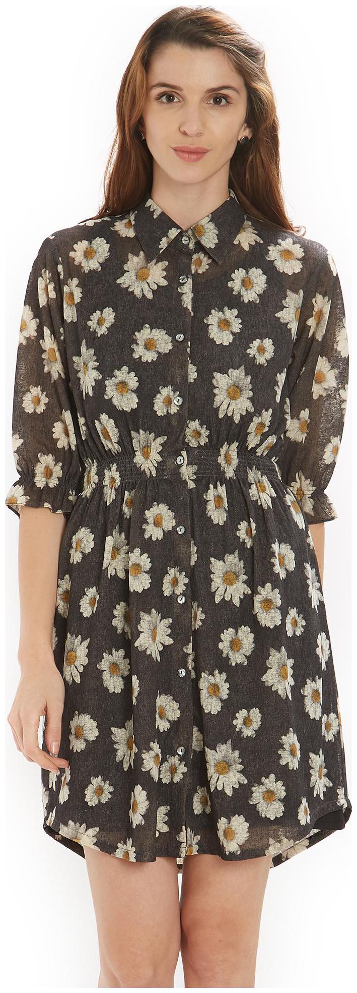 

Soie Grey Printed Shirt dress