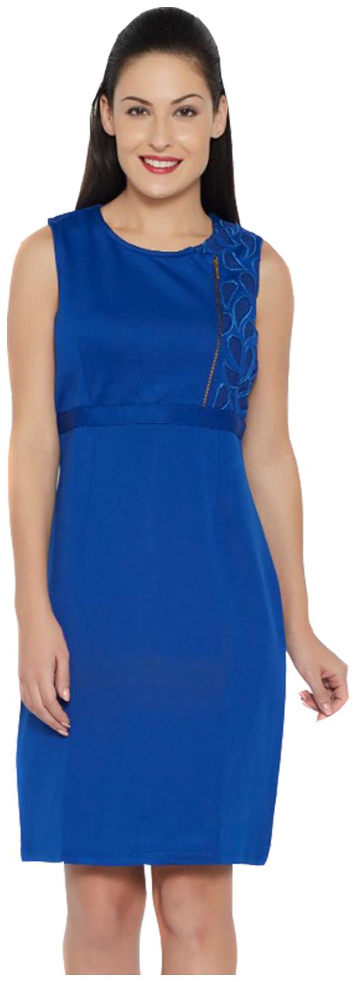 

Soie Blue Solid A-line dress