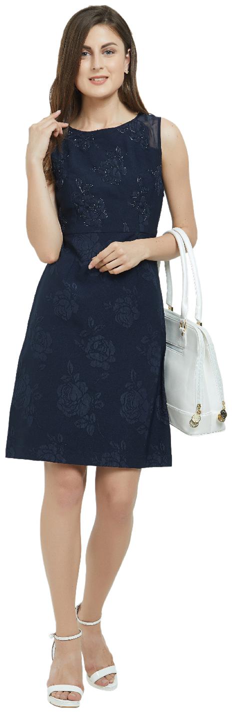 

Soie Blue Self design Sheath dress