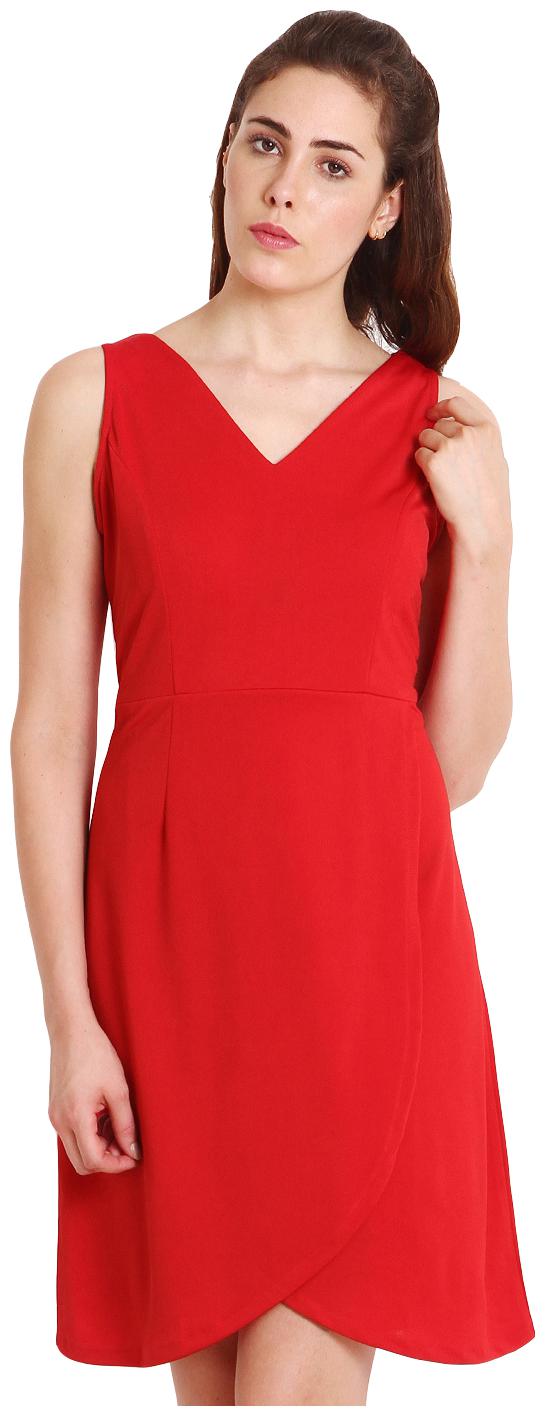 

Soie Red Solid A-line dress