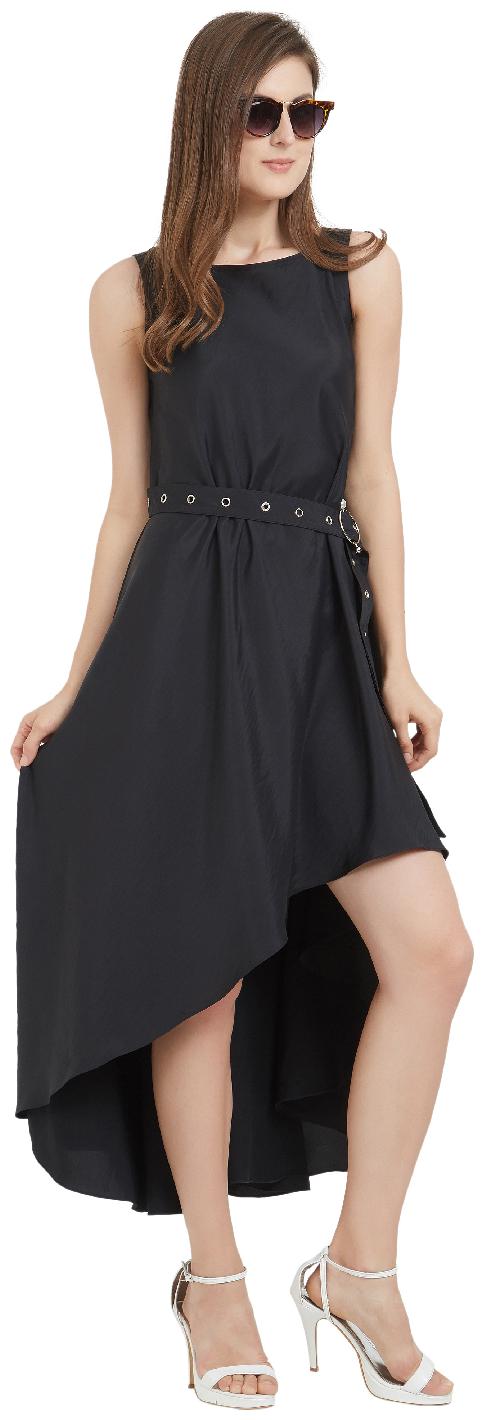 

Soie Black Solid Sheath dress