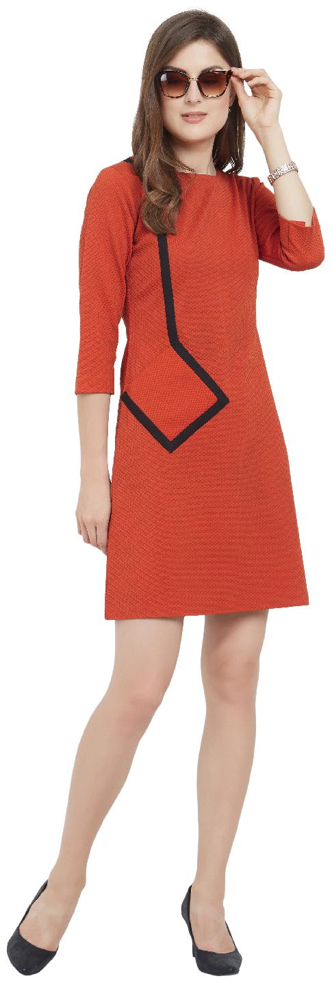 

Soie Orange Solid Sheath dress