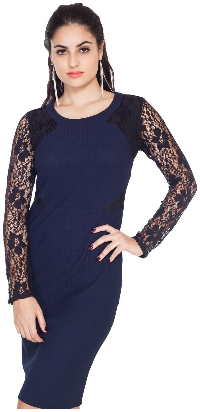 

Soie Blue Solid A-line dress