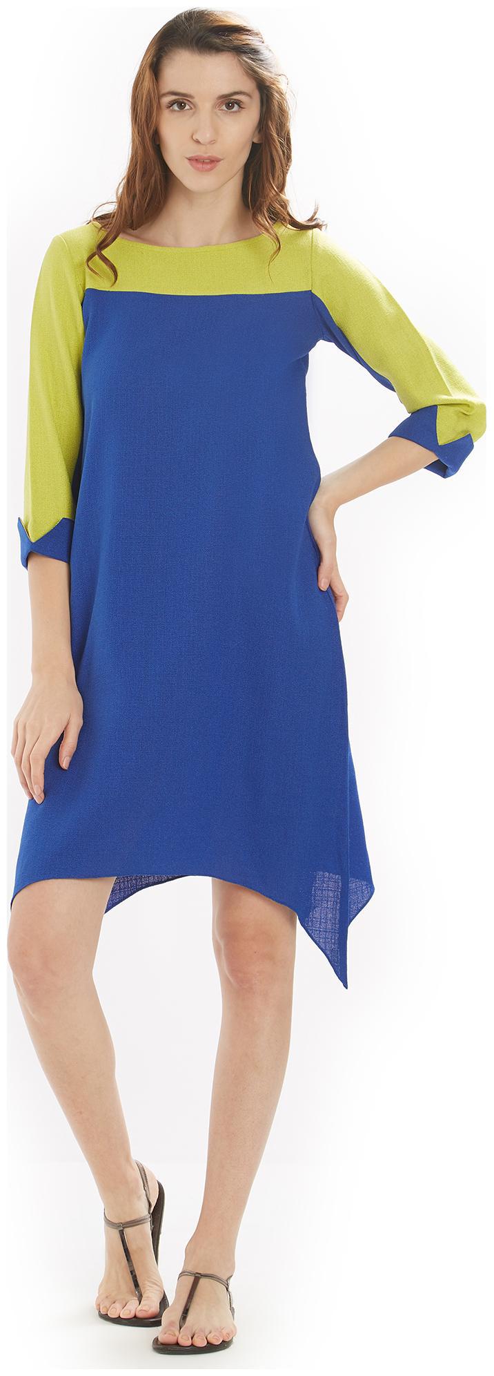 

Soie Blue Solid A-line dress