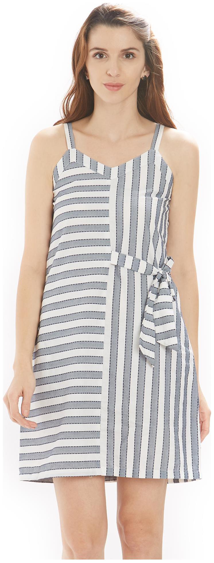 

Soie White Striped Sheath dress