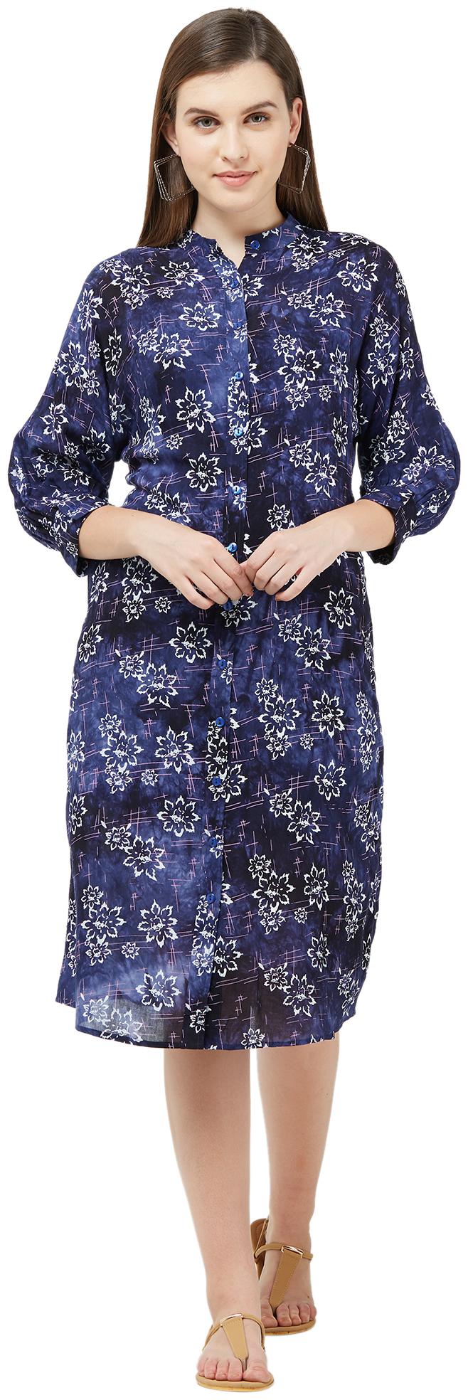 

Soie Blue Printed Shirt dress