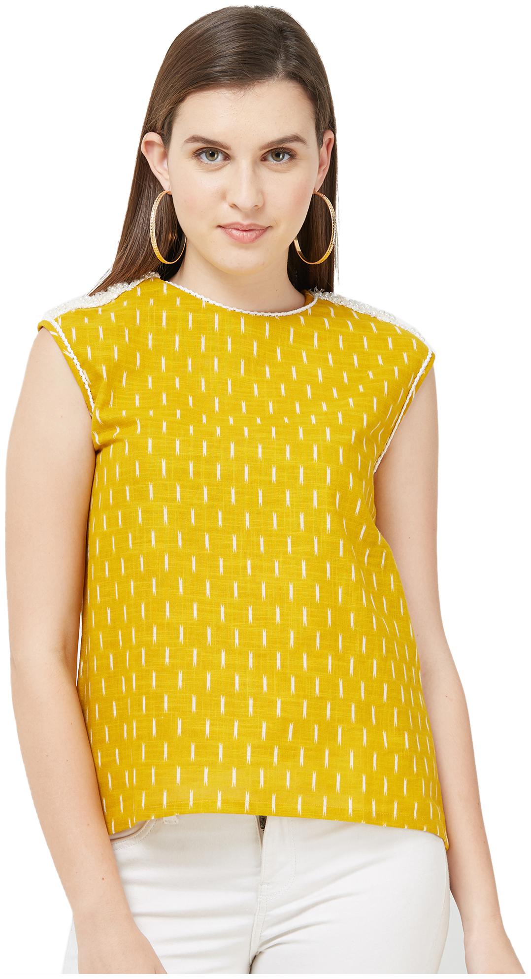 

Soie Women Printed Fusion top - Yellow