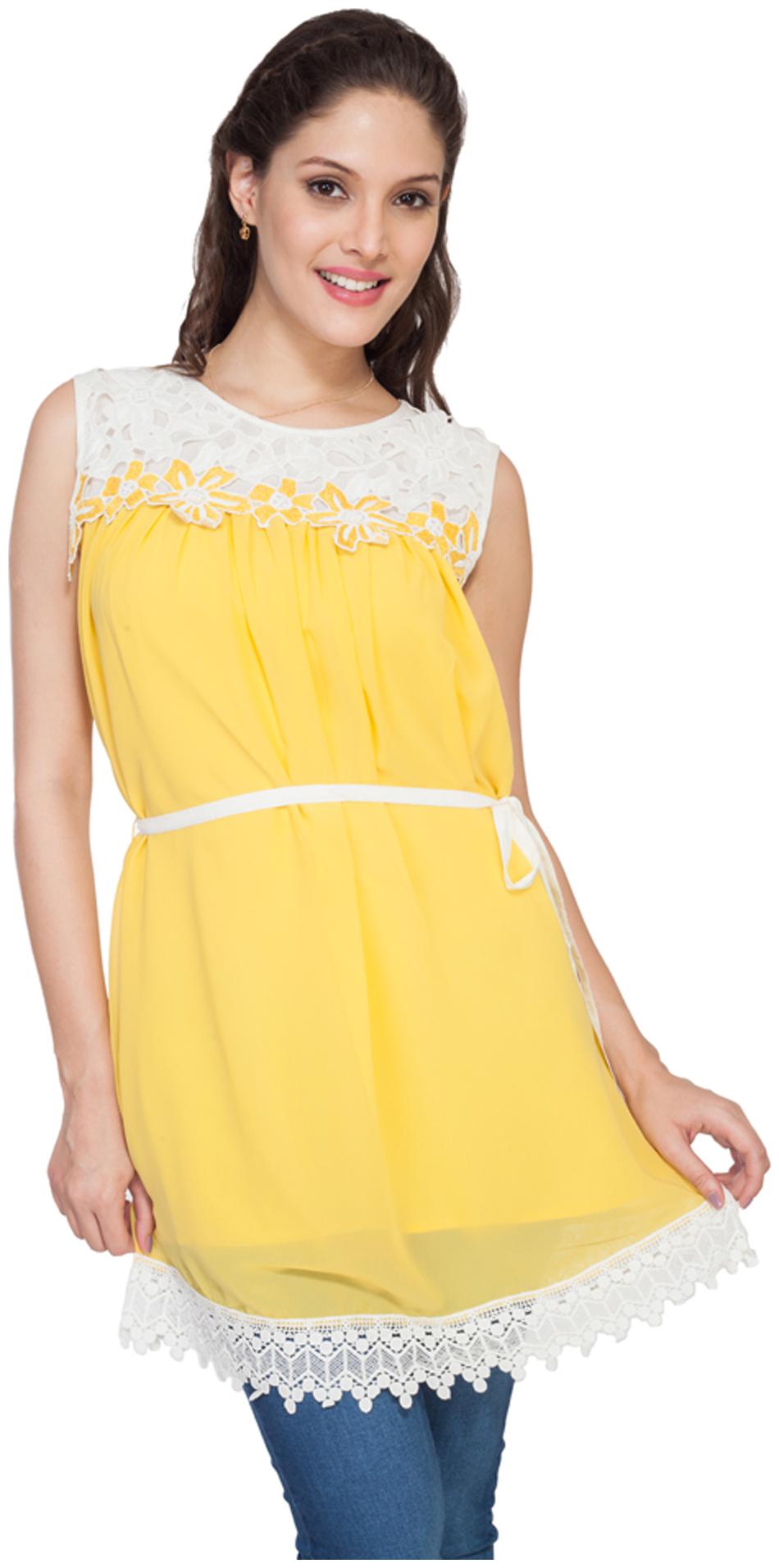 

Soie Women Solid Regular top - Yellow