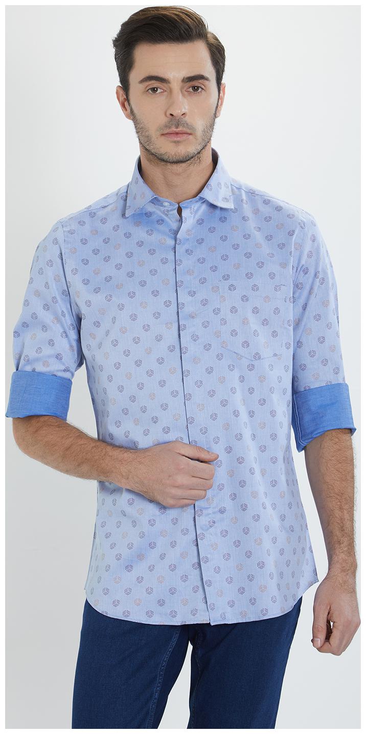 

SOLEMIO Men Blue Printed Regular Fit Casual Shirt