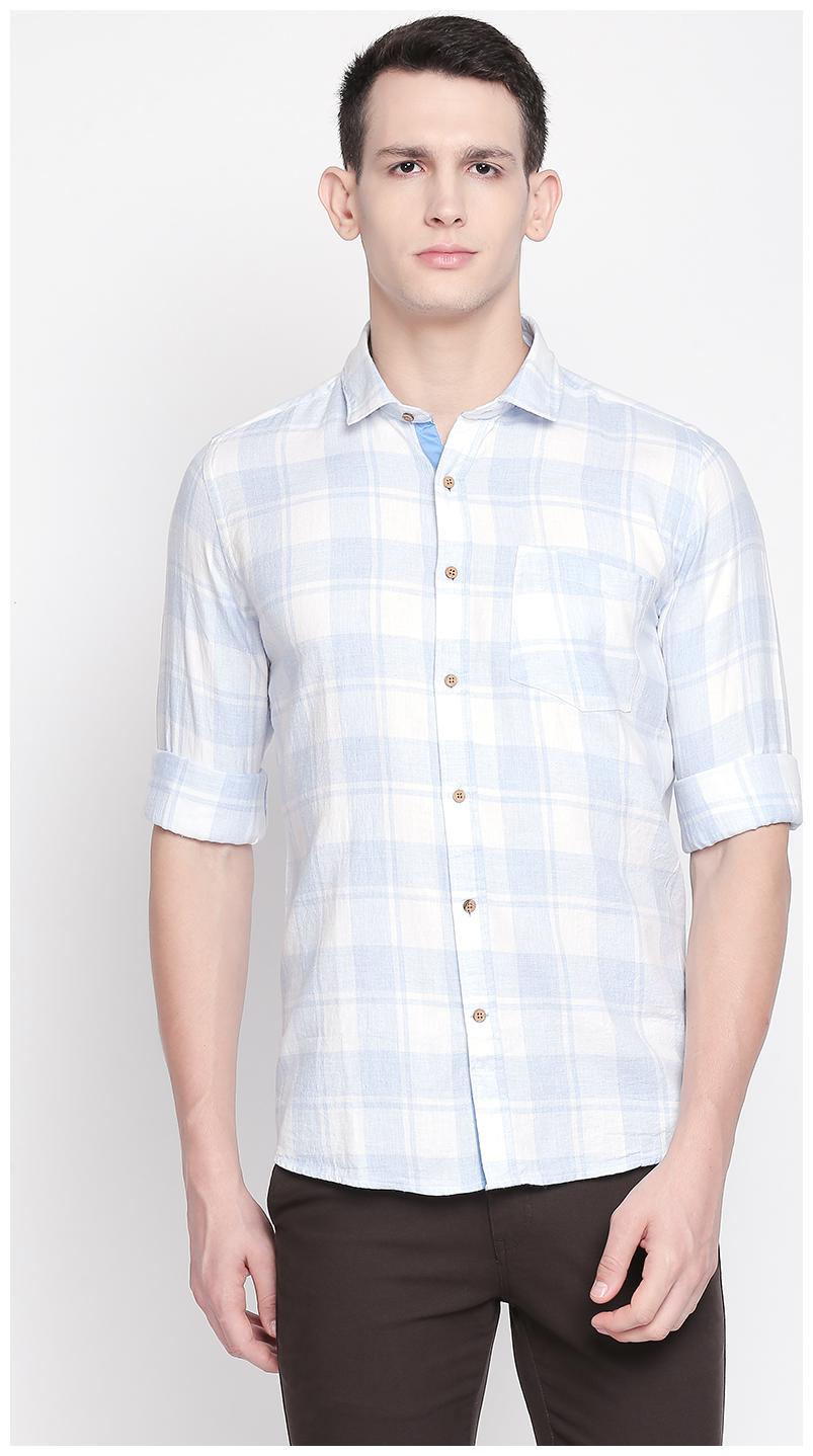 

SOLEMIO Men White Checked Regular Fit Casual Shirt