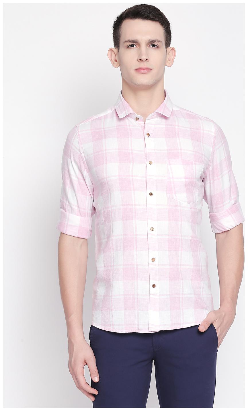 

SOLEMIO Men White Checked Regular Fit Casual Shirt