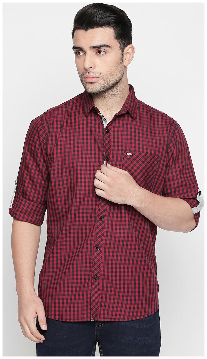 

SOLEMIO Men Maroon Checked Regular Fit Casual Shirt