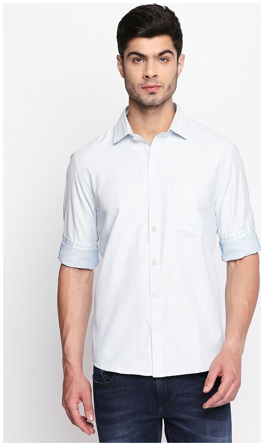 

SOLEMIO Men White Pinstrips Regular Fit Casual Shirt