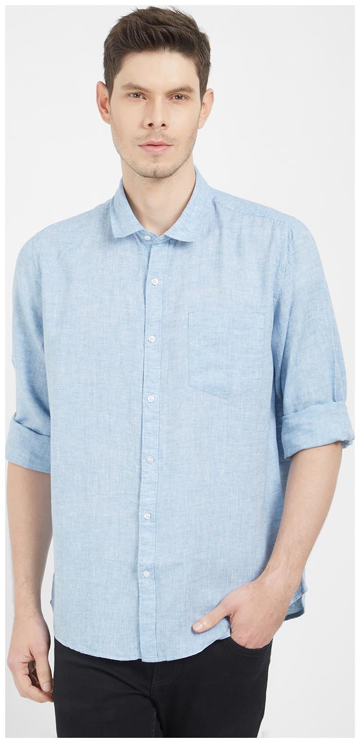 

SOLEMIO Men Blue Solid Regular Fit Casual Shirt