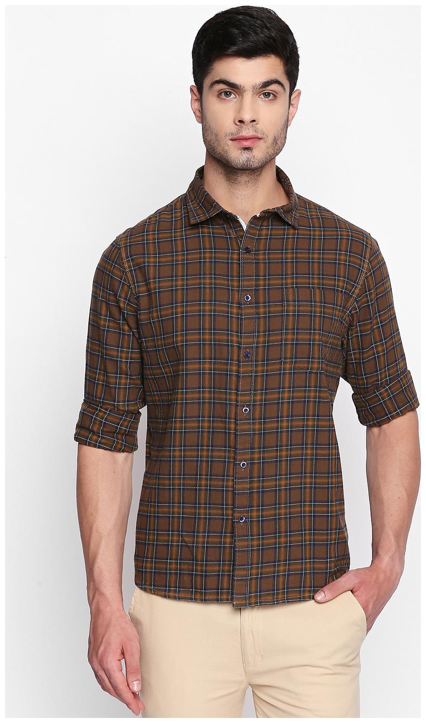 

SOLEMIO Men Brown Checked Regular Fit Casual Shirt