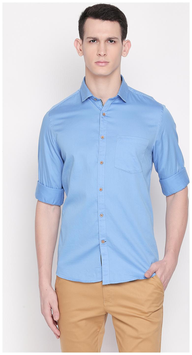 

SOLEMIO Men Blue Solid Regular Fit Casual Shirt