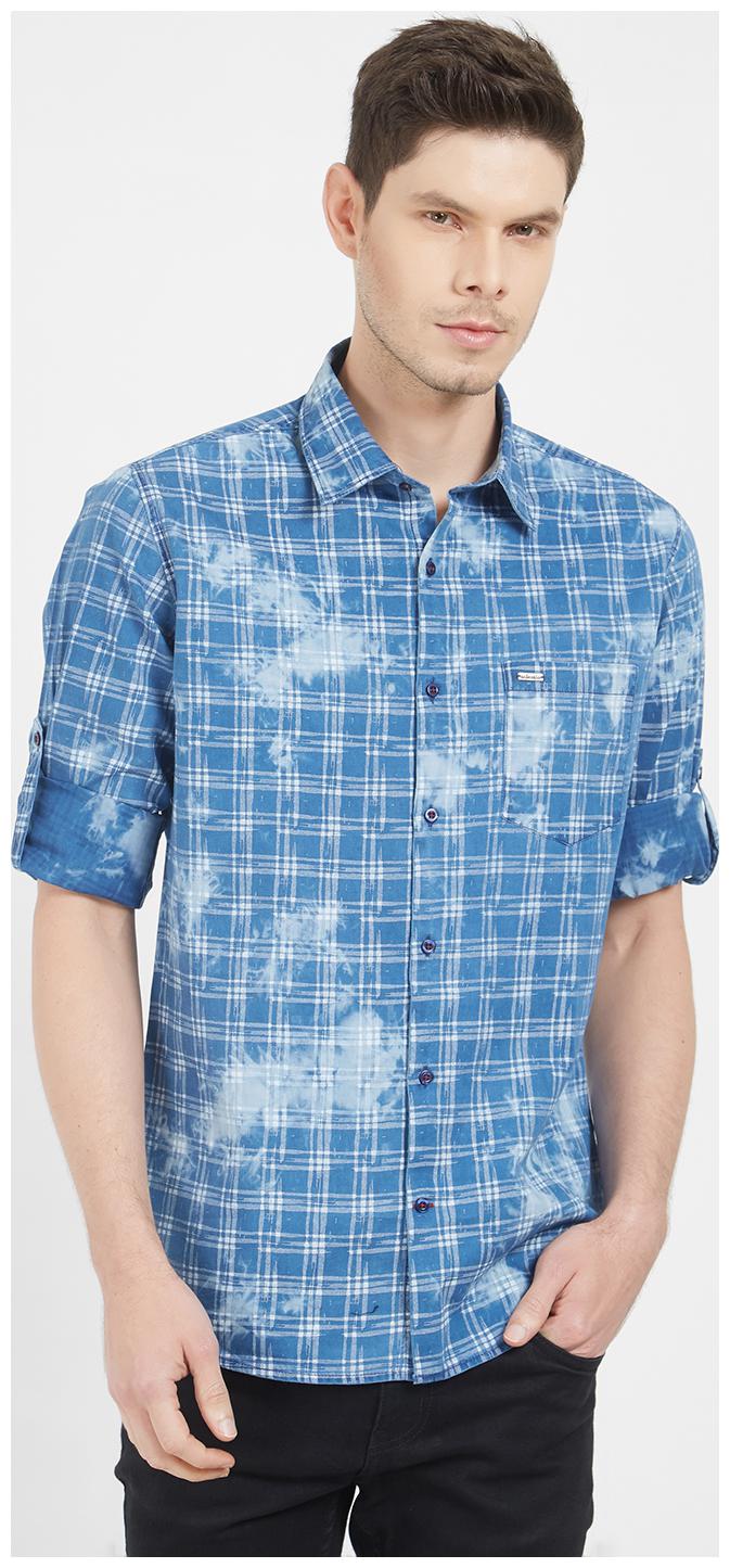 

SOLEMIO Men Blue Checked Regular Fit Casual Shirt