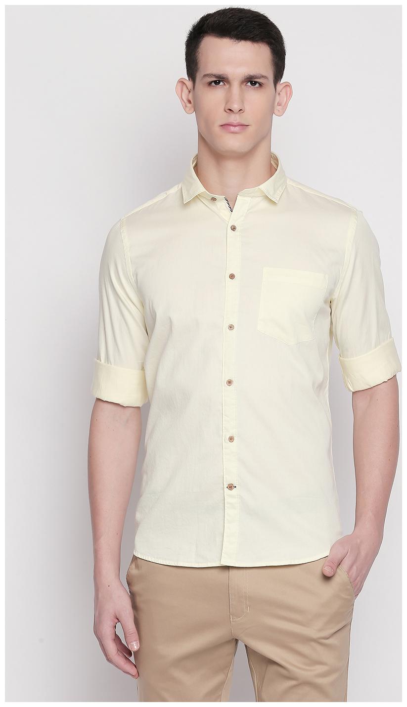 

SOLEMIO Men Yellow Solid Regular Fit Casual Shirt