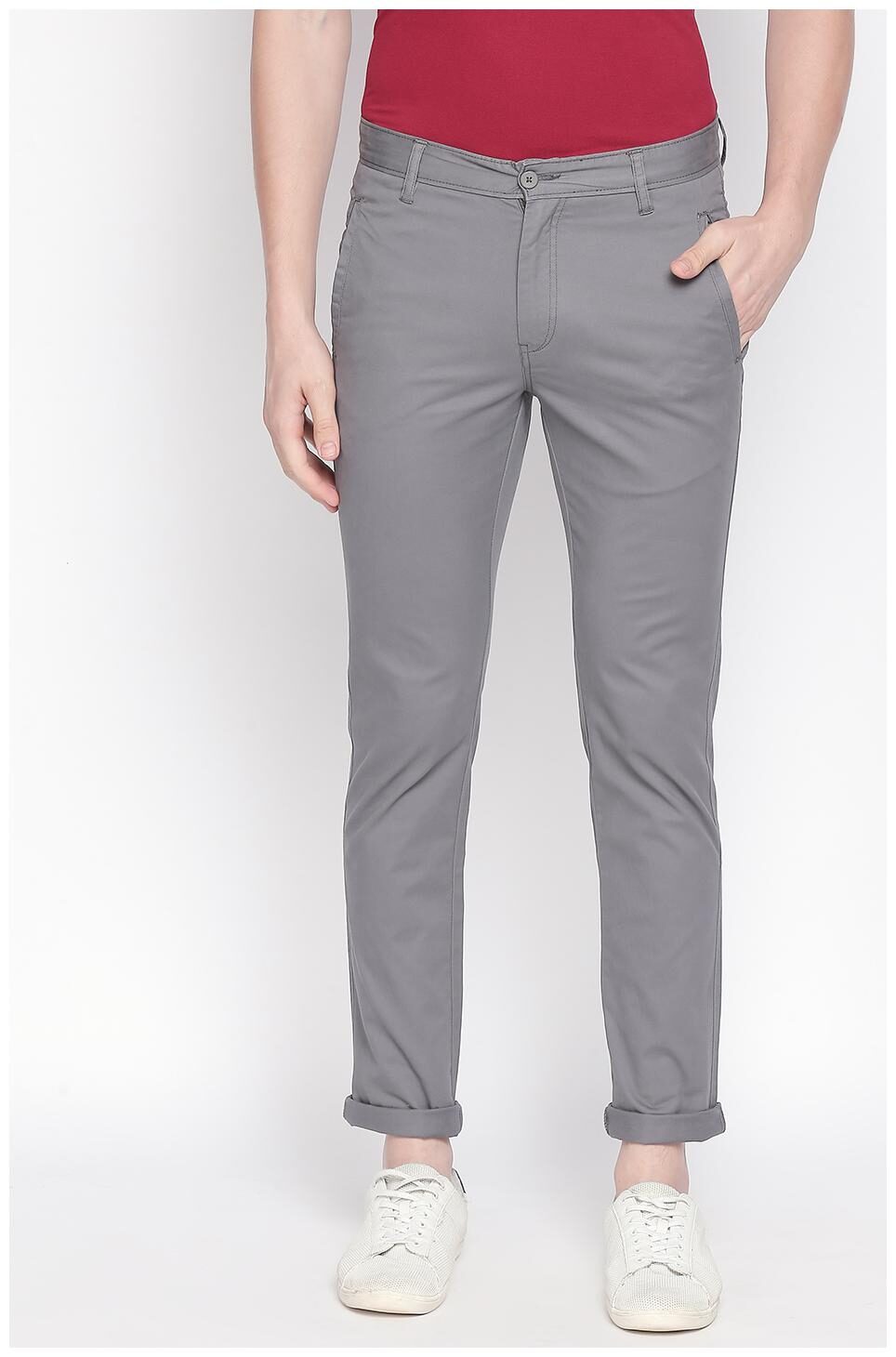 

SOLEMIO Men Grey Solid Slim fit Chinos
