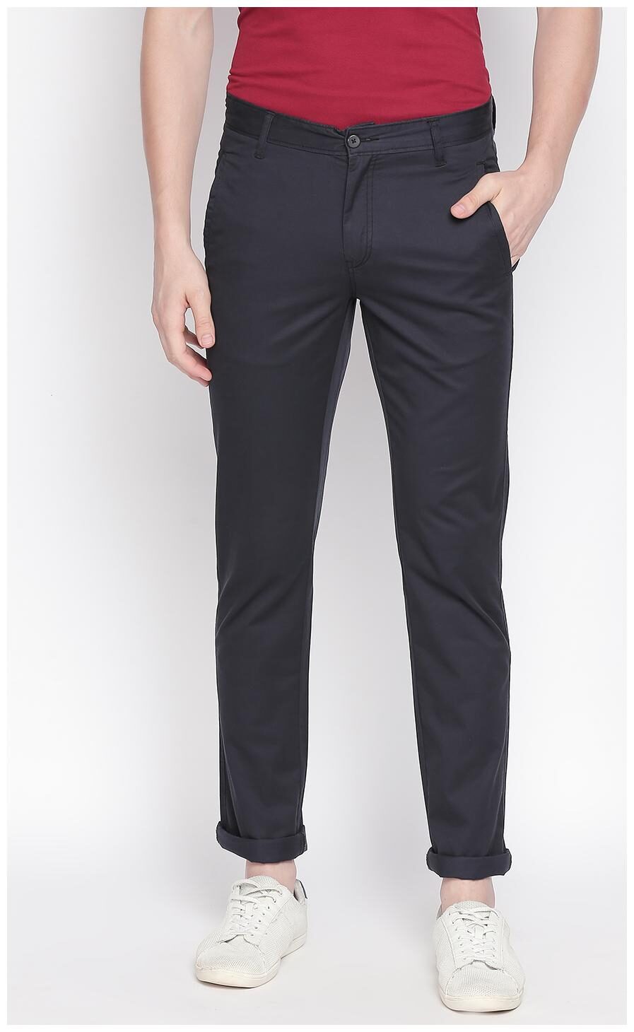 

SOLEMIO Men Blue Solid Slim fit Chinos