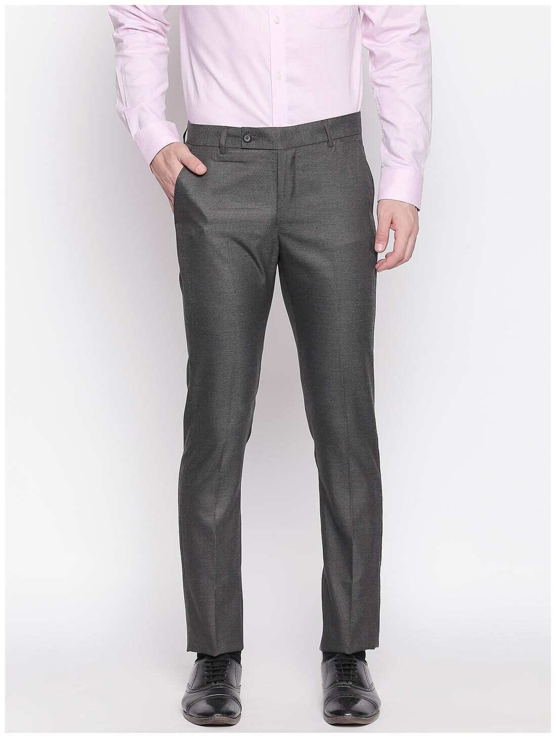 

Solemio Men Solid Regular Fit Formal Trouser - Grey