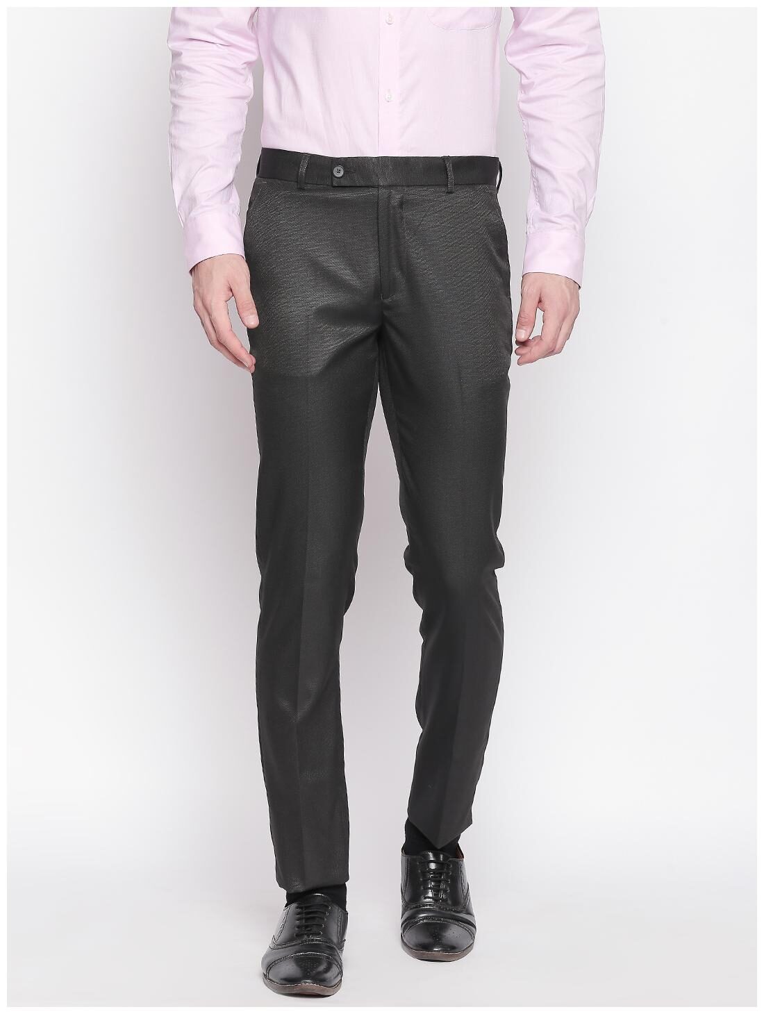 

Solemio Men Solid Regular Fit Formal Trouser - Black