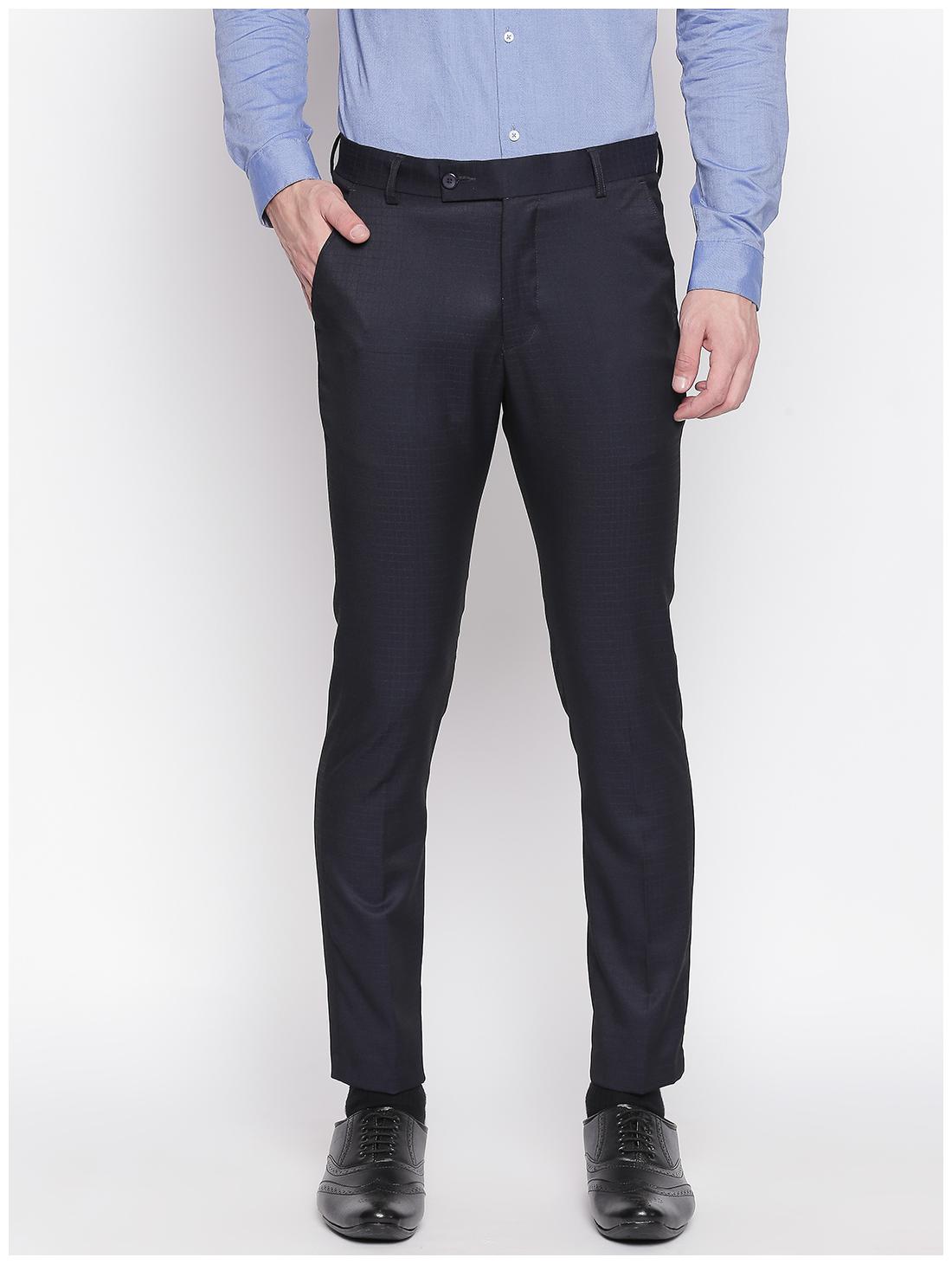 

Solemio Men Checked Slim Fit Formal Trouser - Blue