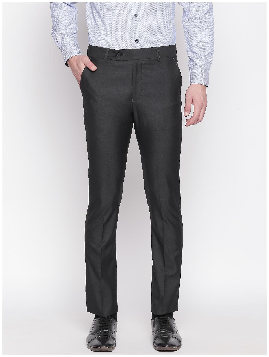 

Solemio Men Solid Regular Fit Formal Trouser - Black