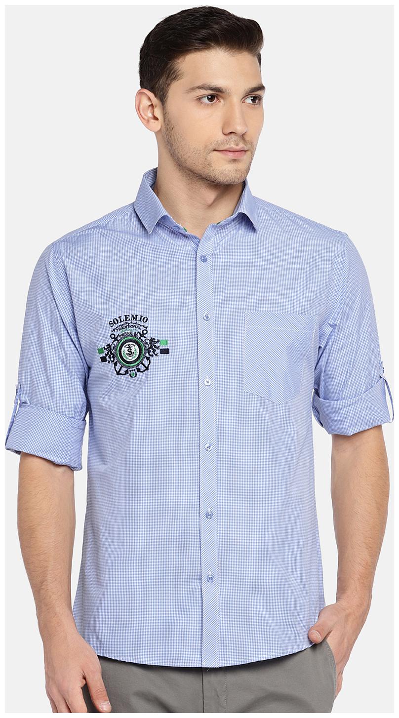 

SOLEMIO Men Blue Checked Regular Fit Casual Shirt