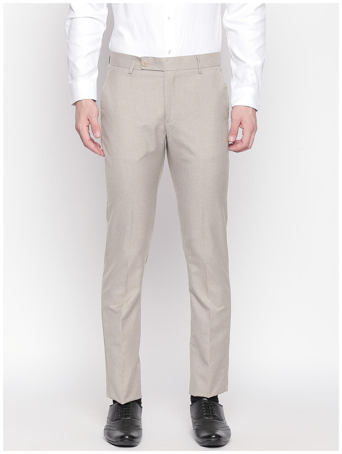 

Solemio Men Solid Regular Fit Formal Trouser - Cream