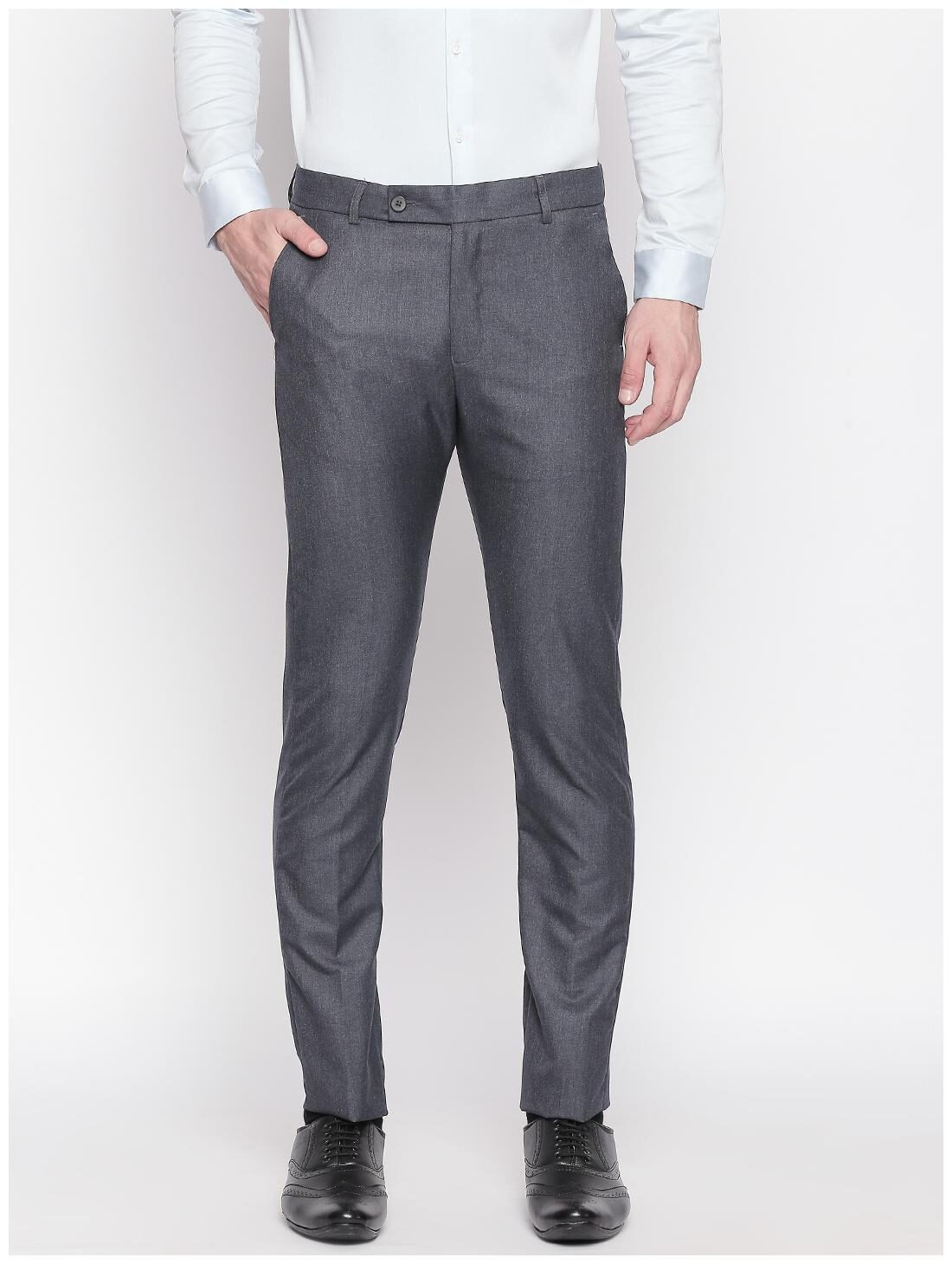 

Solemio Men Solid Regular Fit Formal Trouser - Grey