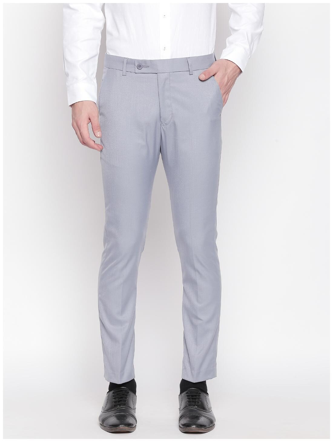 

Solemio Men Solid Slim Fit Formal Trouser - Grey