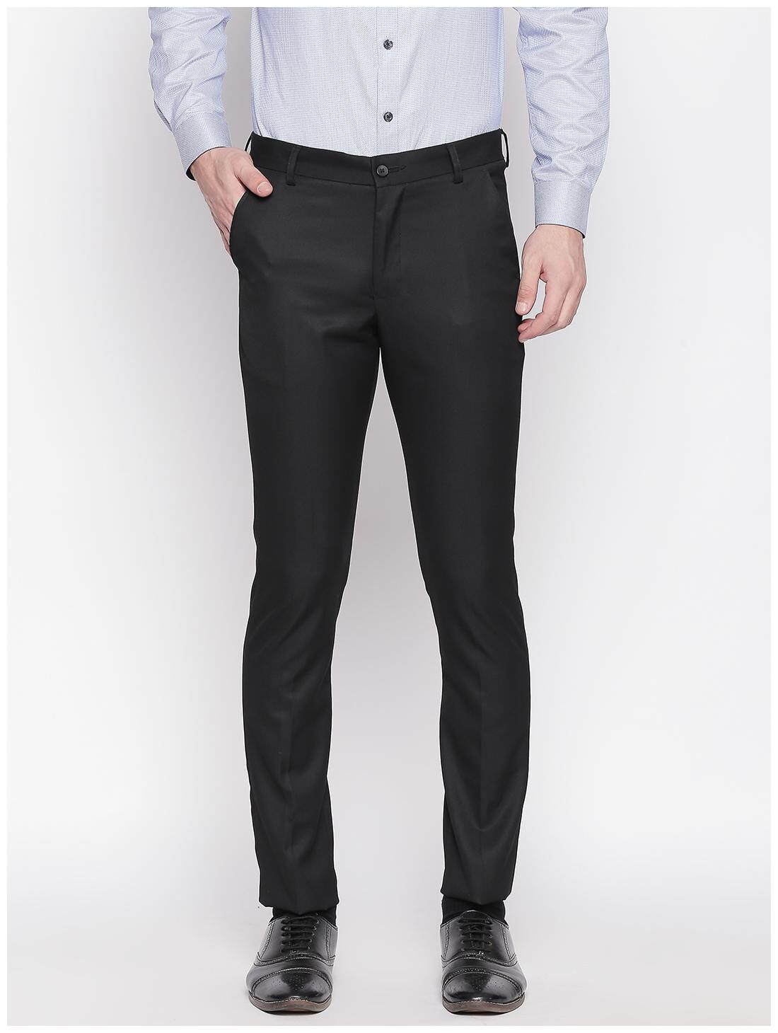 

Solemio Men Solid Regular Fit Formal Trouser - Black