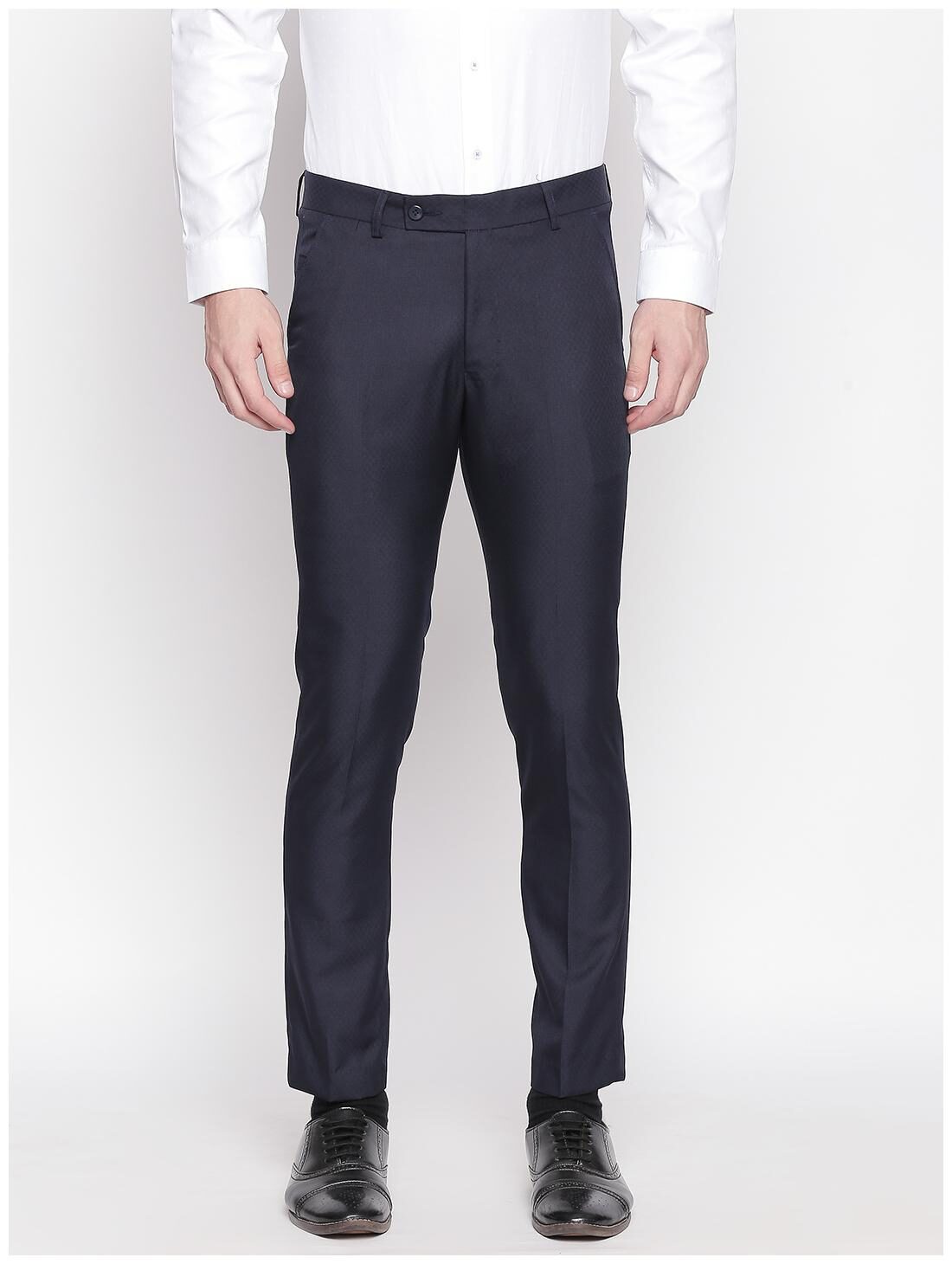 

Solemio Men Solid Slim Fit Formal Trouser - Navy Blue