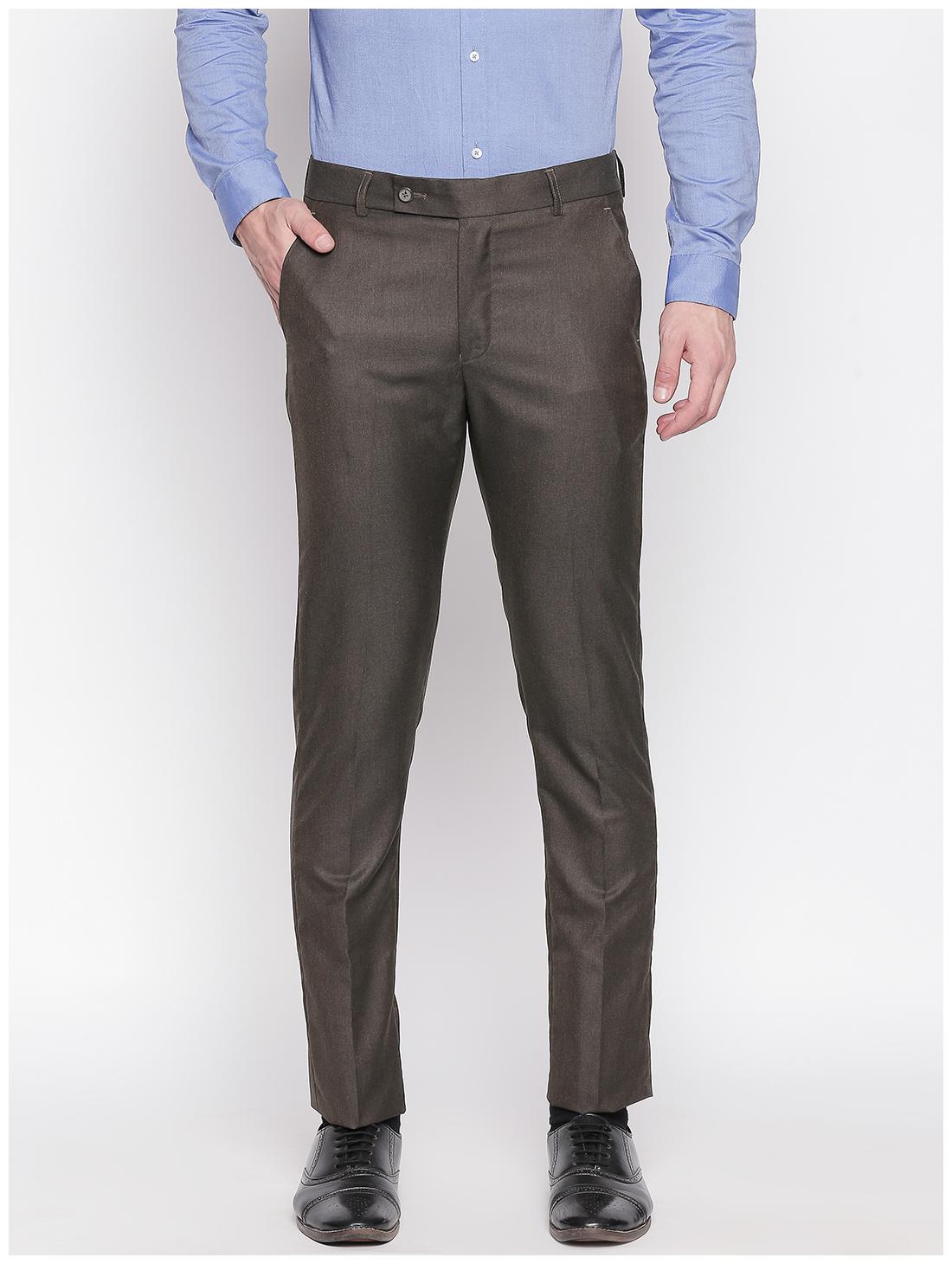

Solemio Men Solid Regular Fit Formal Trouser - Brown