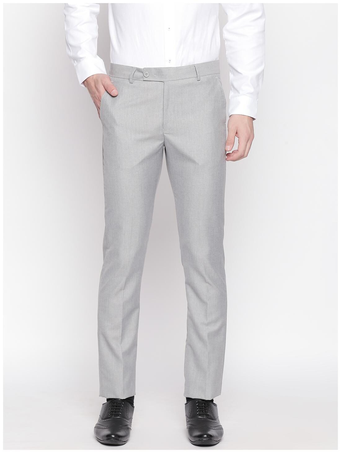 

Solemio Men Solid Regular Fit Formal Trouser - Grey