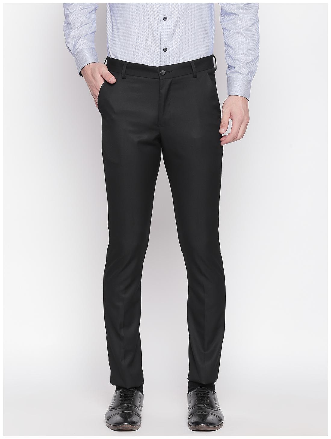 

Solemio Men Solid Regular Fit Formal Trouser - Black