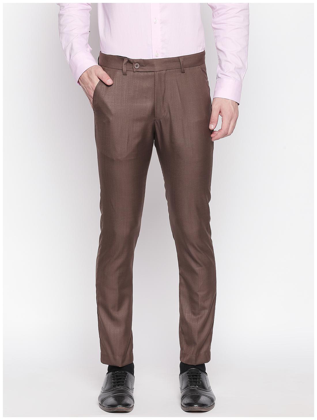 

Solemio Men Solid Slim Fit Formal Trouser - Brown