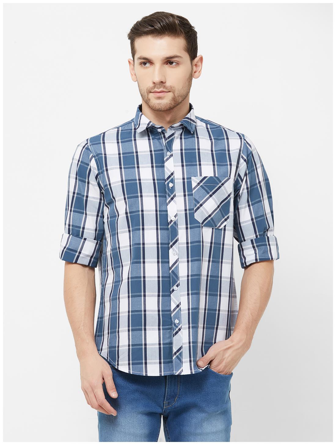 

Solemio Men White Checked Regular Fit Casual Shirt