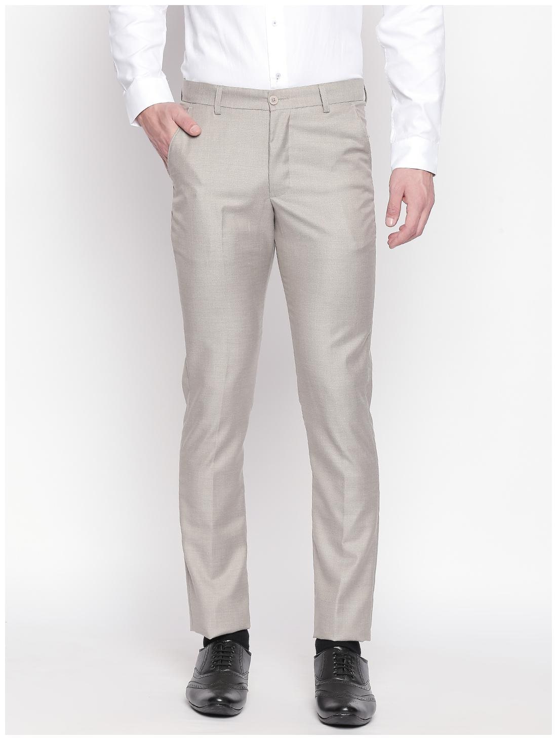 

Solemio Men Solid Regular Fit Formal Trouser - Cream