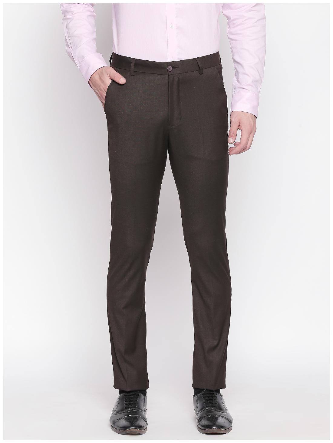 

Solemio Men Solid Regular Fit Formal Trouser - Brown