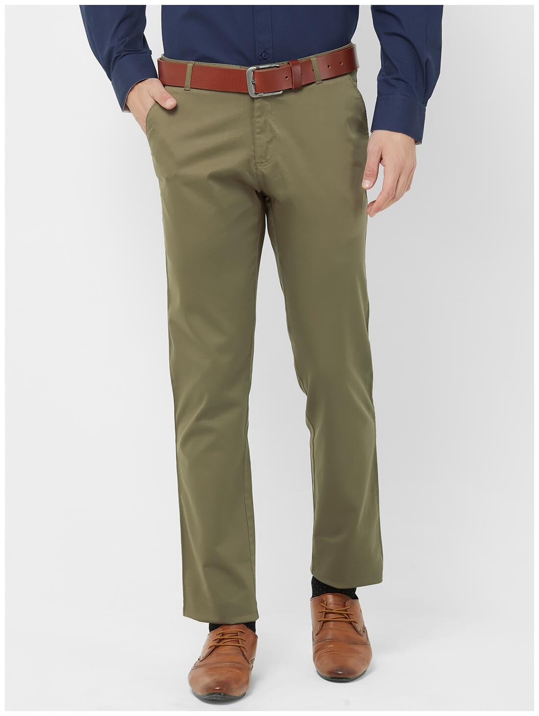 

Solemio Men Olive Solid Regular fit Chinos