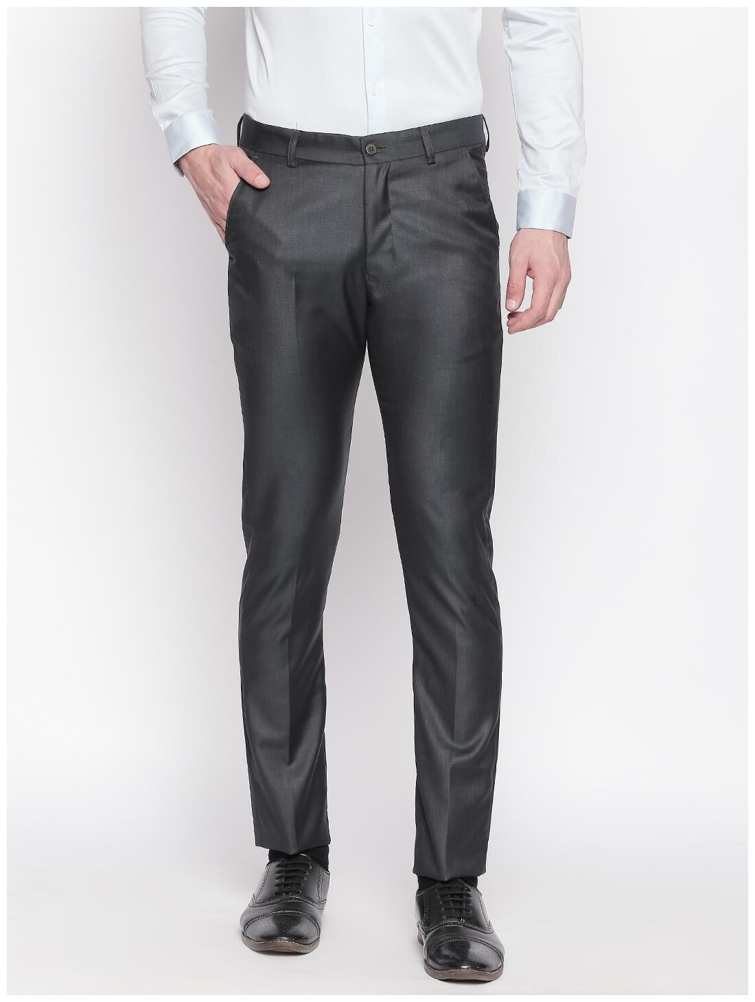 

Solemio Men Solid Regular Fit Formal Trouser - Black