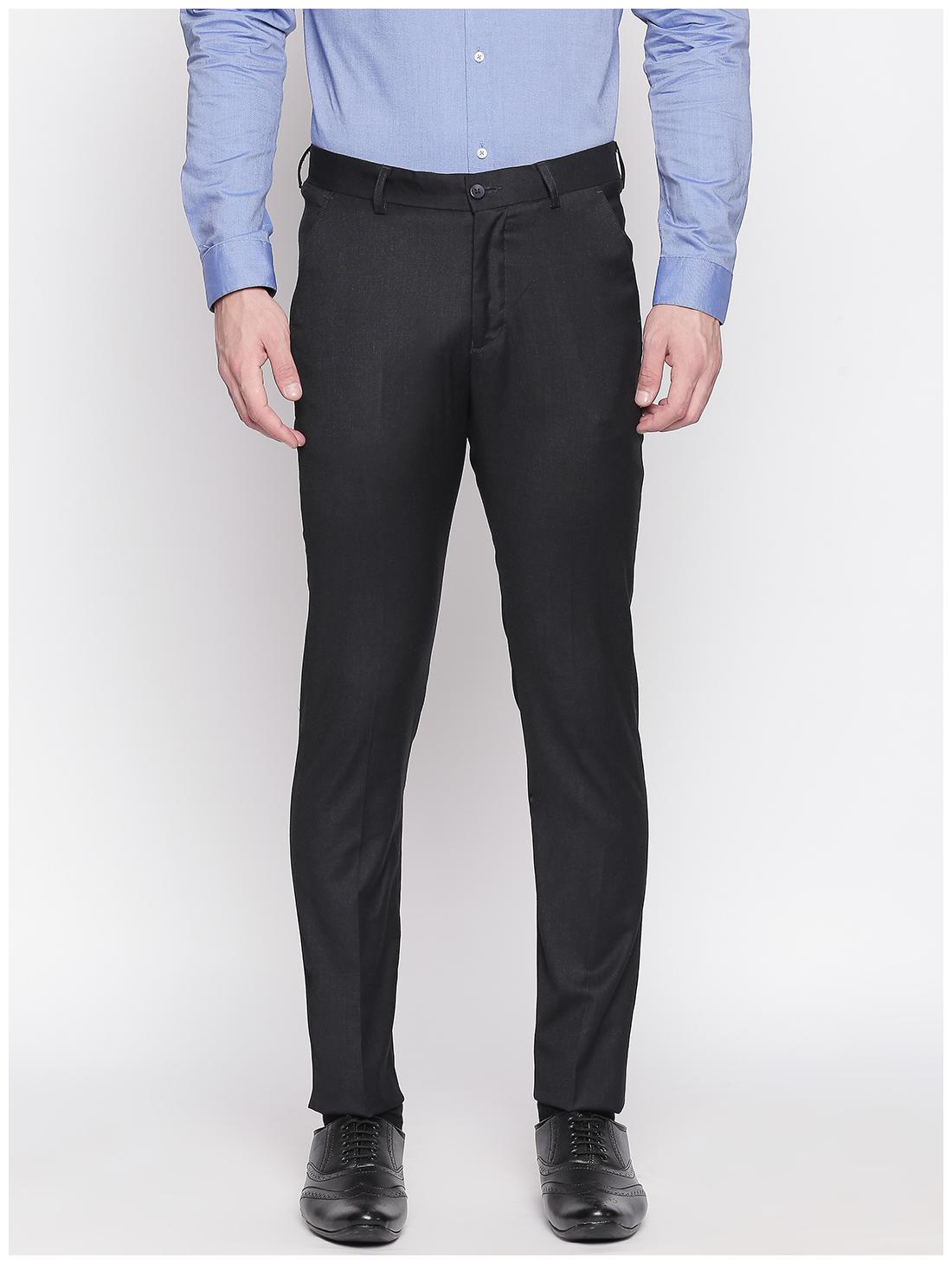 

Solemio Men Solid Regular Fit Formal Trouser - Black
