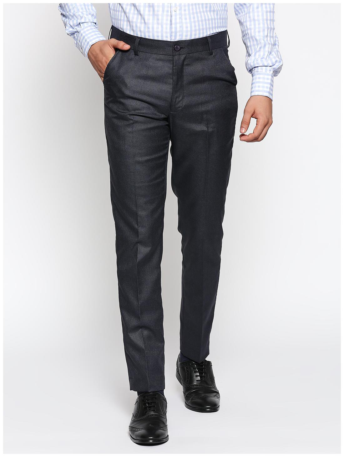 

Solemio Men Checked Slim Fit Formal Trouser - Black