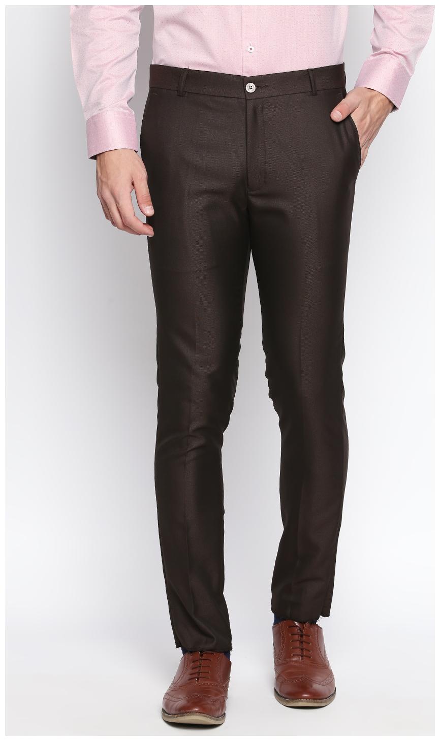 

SOLEMIO Men Solid Slim Fit Formal Trouser - Brown