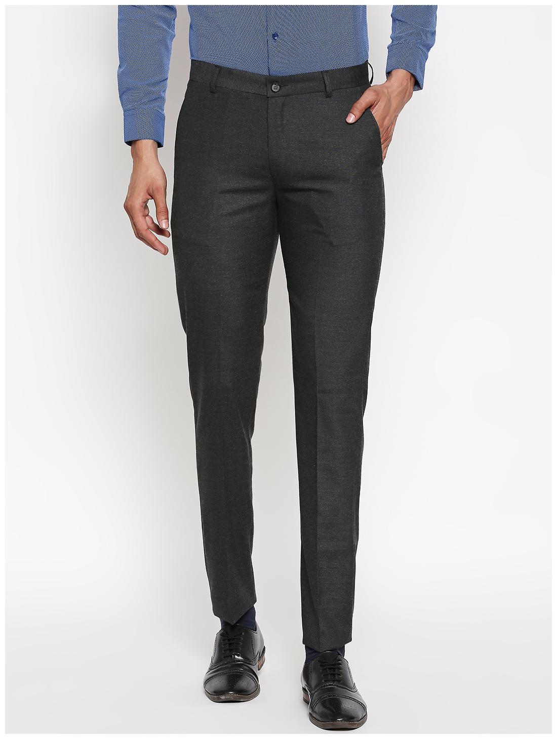 

Solemio Men Solid Regular Fit Formal Trouser - Black