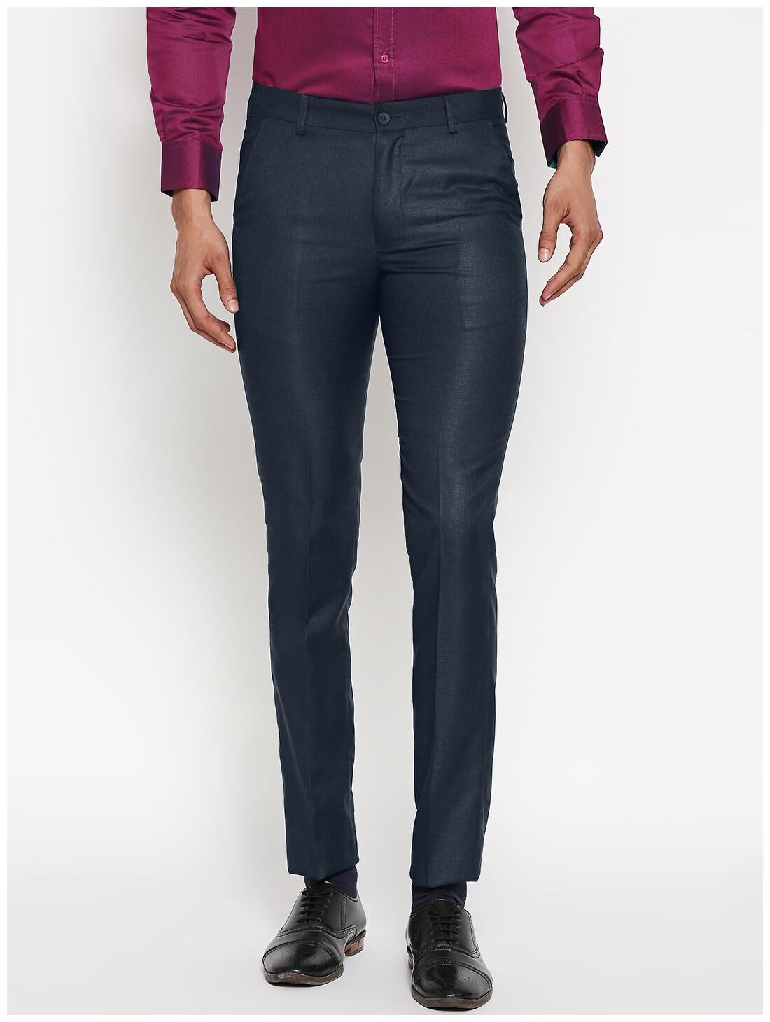

Solemio Men Solid Regular Fit Formal Trouser - Blue