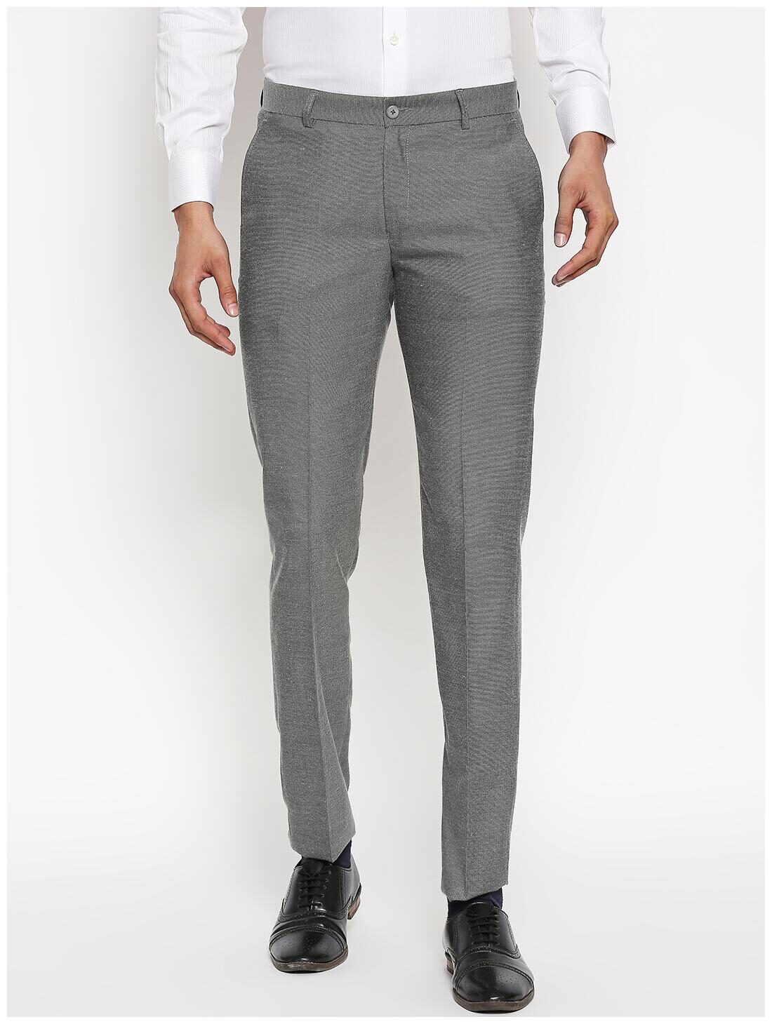 

Solemio Men Solid Regular Fit Formal Trouser - Grey