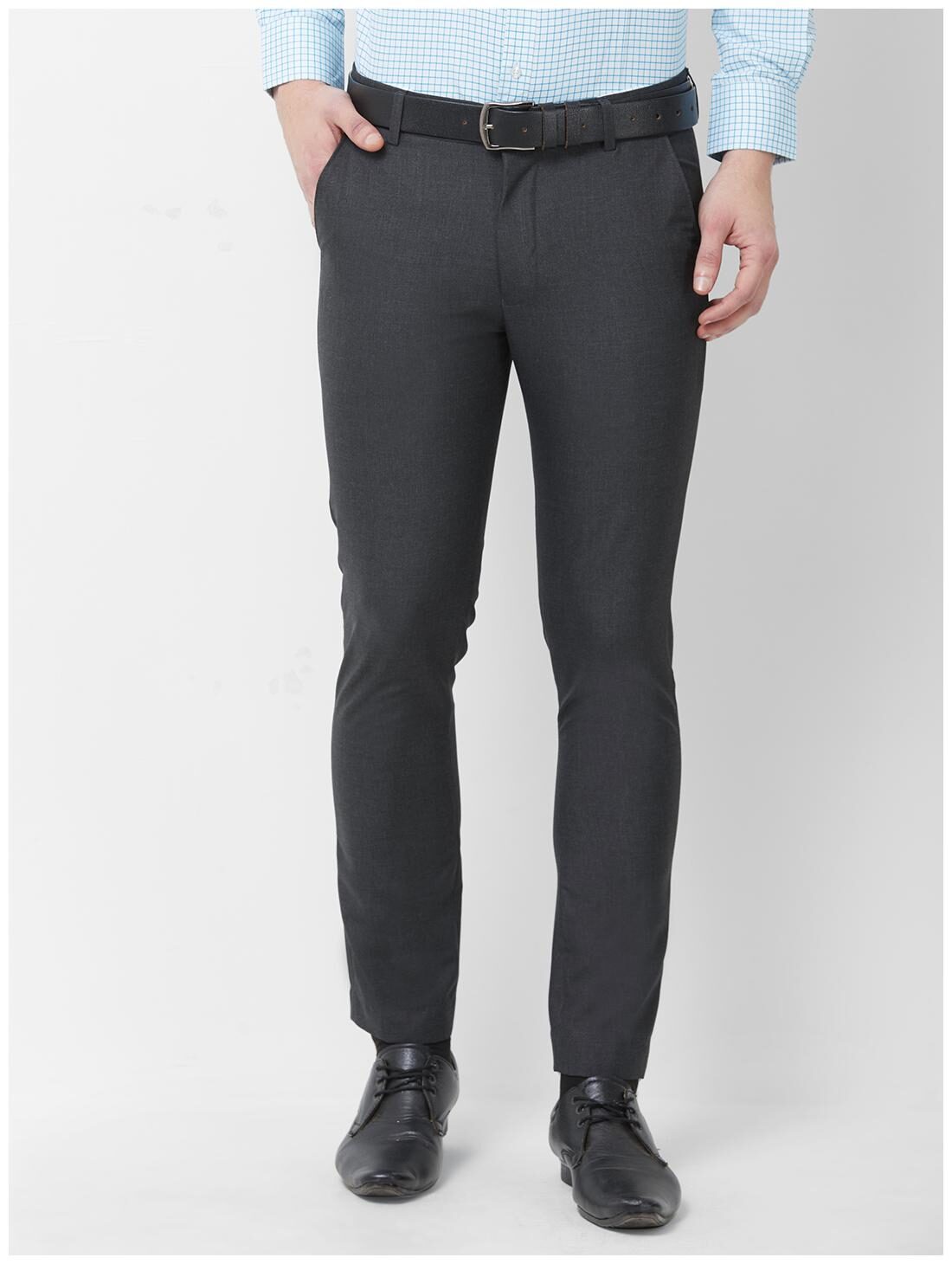 

Solemio Men Solid Tapered Fit Formal Trouser - Black